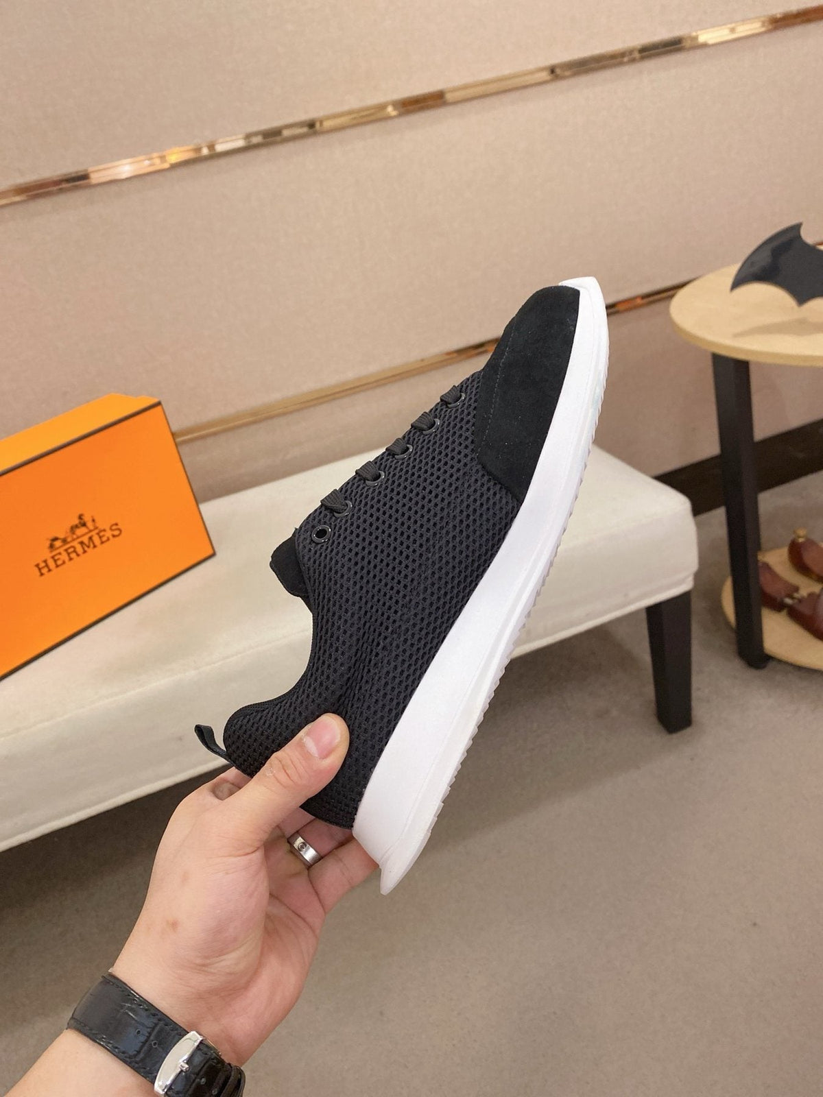 Hermès Mesh Low-Top Sneakers — side