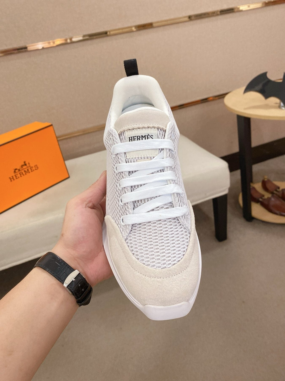 Hermès Mesh Low-Top Sneakers — front