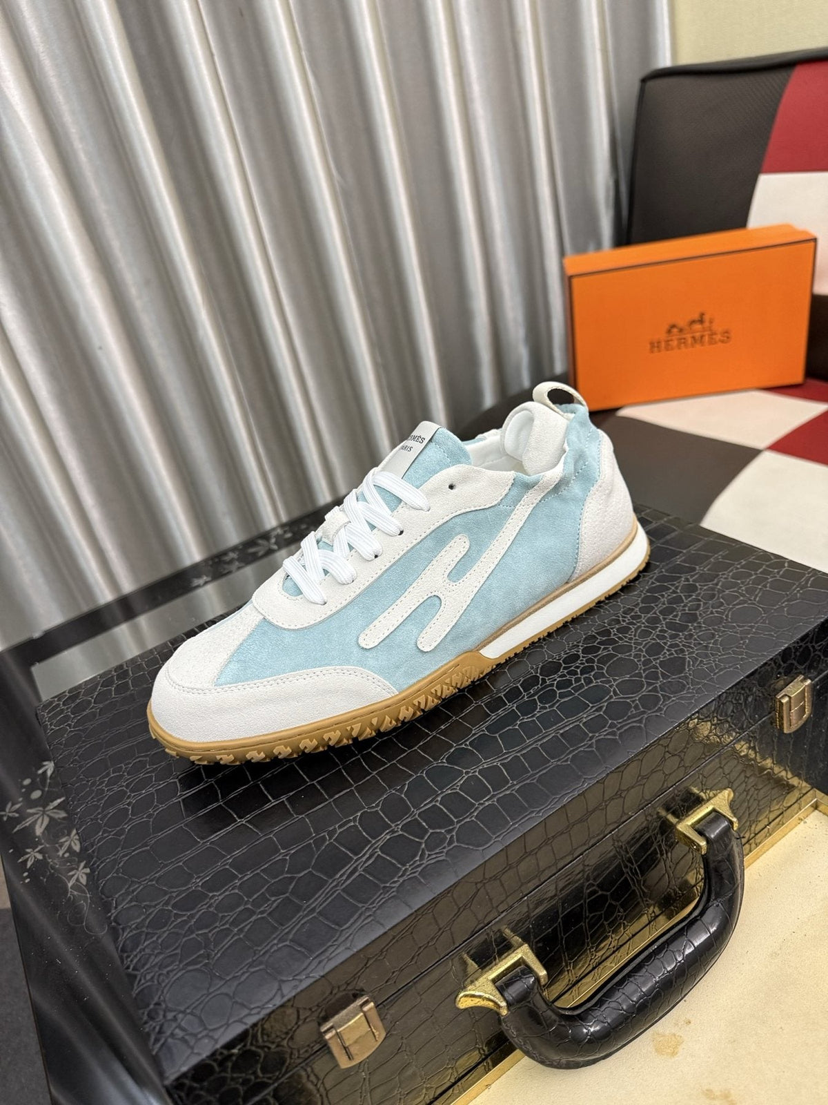 Hermès Layered Panel Low-Top Sneakers — front
