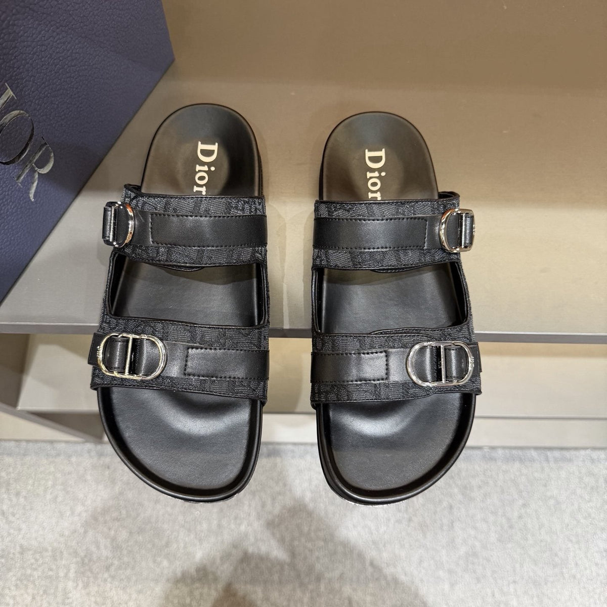 Dior Two-Strap Buckle Slide Sandals — hero