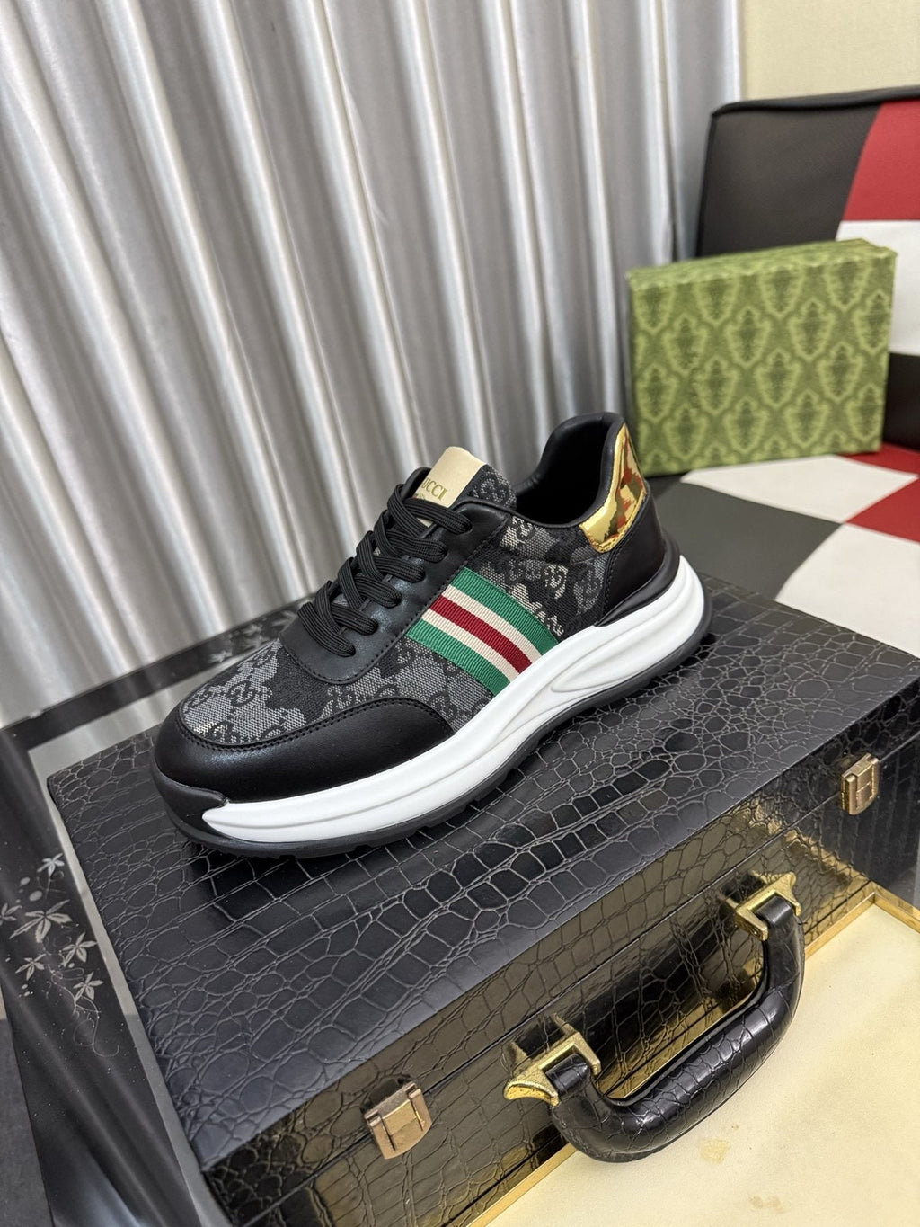Gucci Monogram Stripe Low-Top Sneakers — front