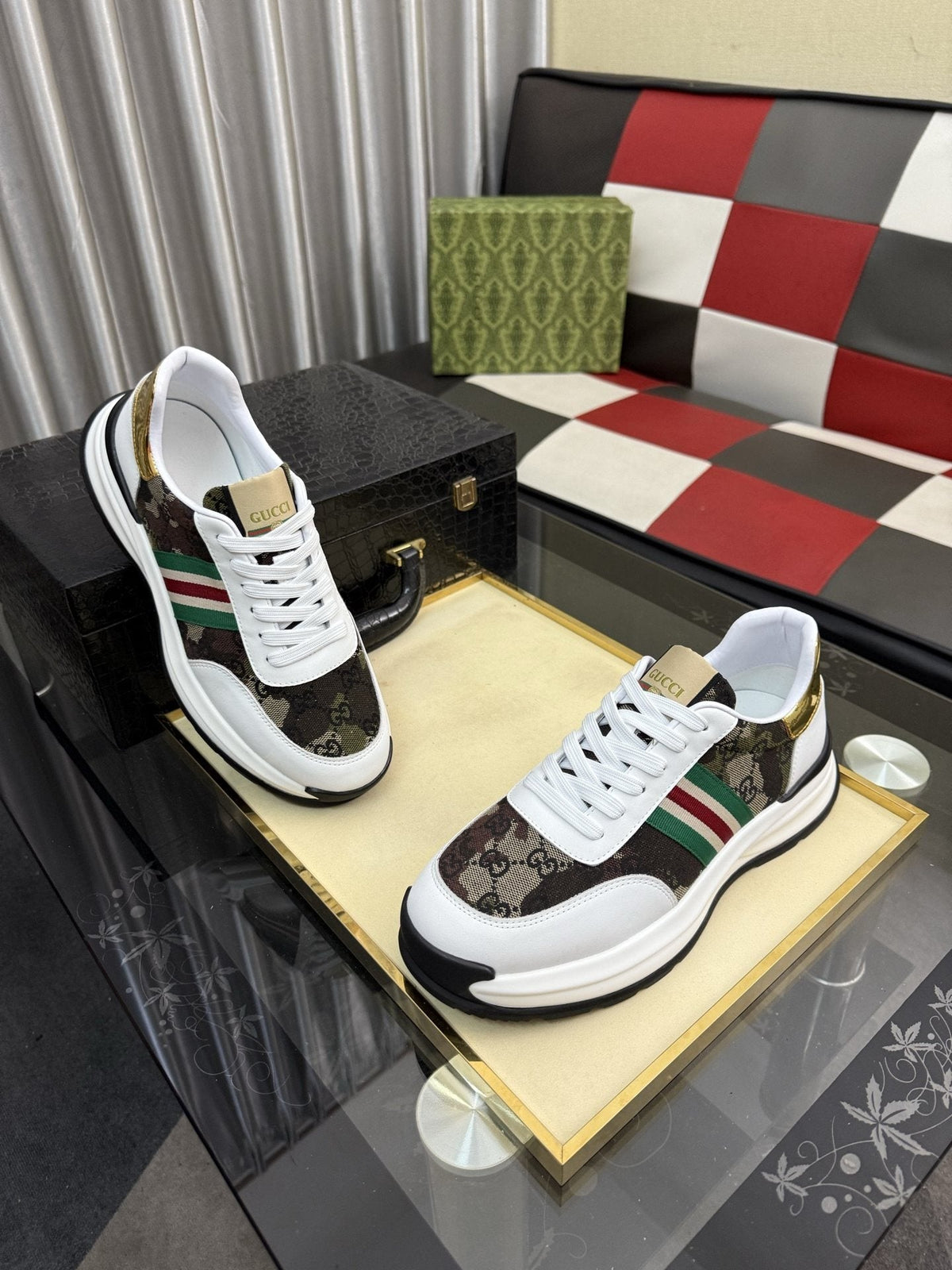 Gucci Monogram Stripe Low-Top Sneakers — hero