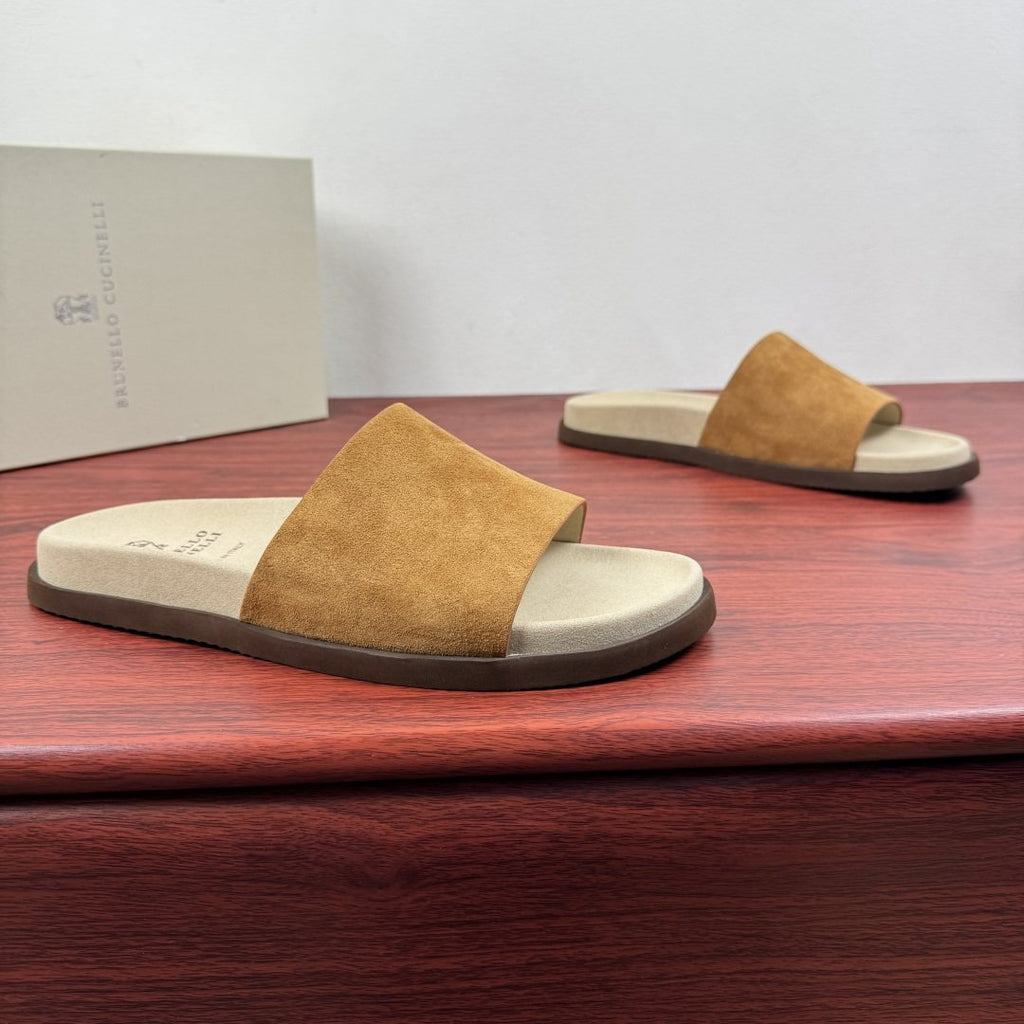 Brunello Cucinelli Suede Slide Sandals — hero