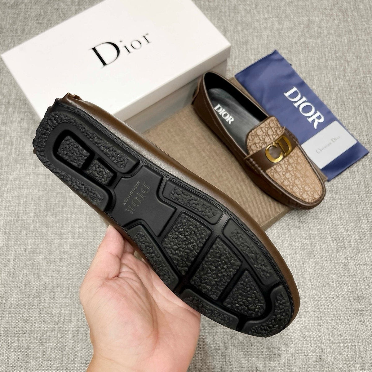 Dior Monogram Hardware Loafers — side