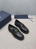 Dior Black Gold-Plaque Slip-On Shoes — hero