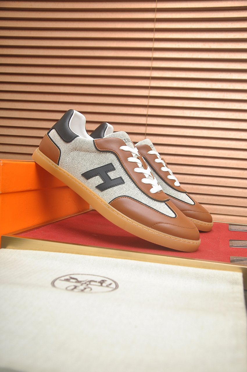 Hermès H-Appliqué Low-Top Sneakers — front