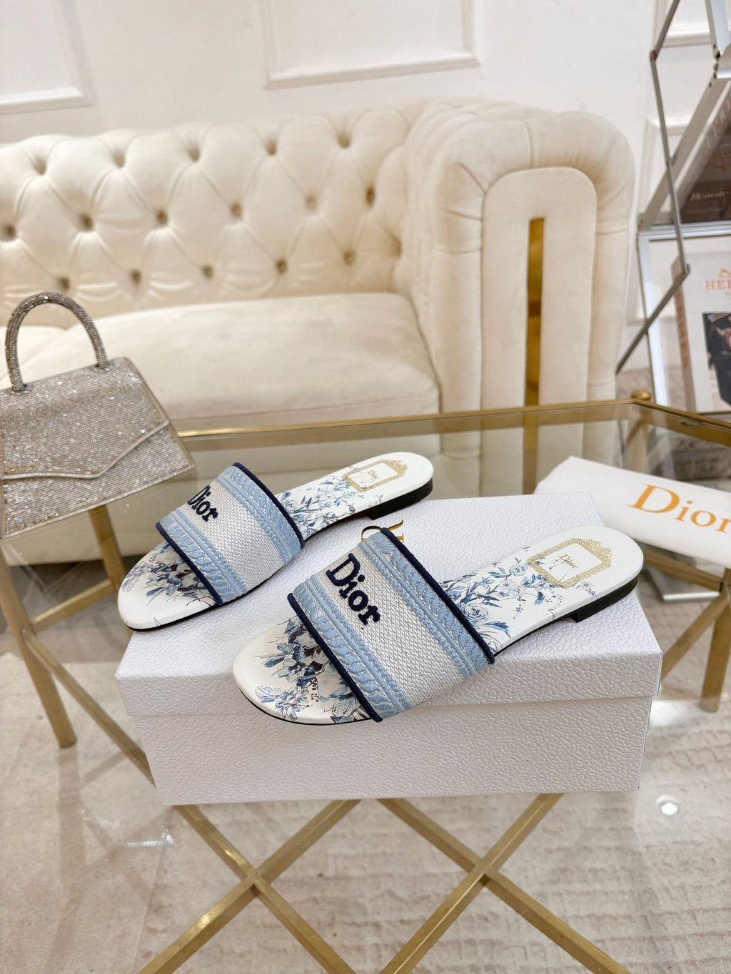 Dior Floral Print Slide Sandals — hero