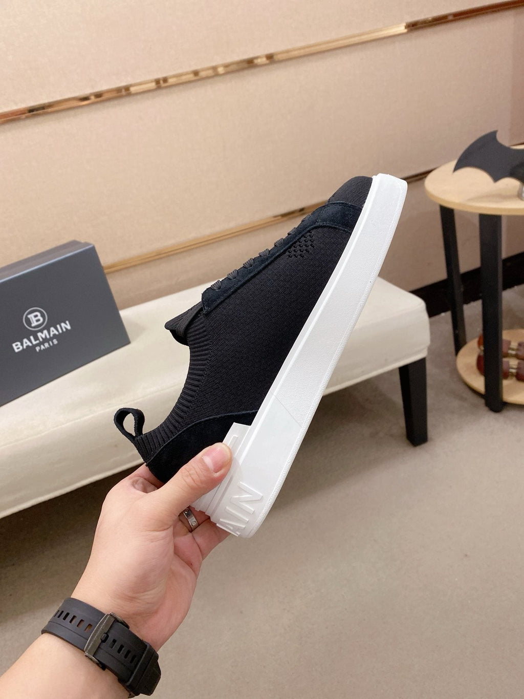 Balmain Knit Low-Top Sneakers — detail