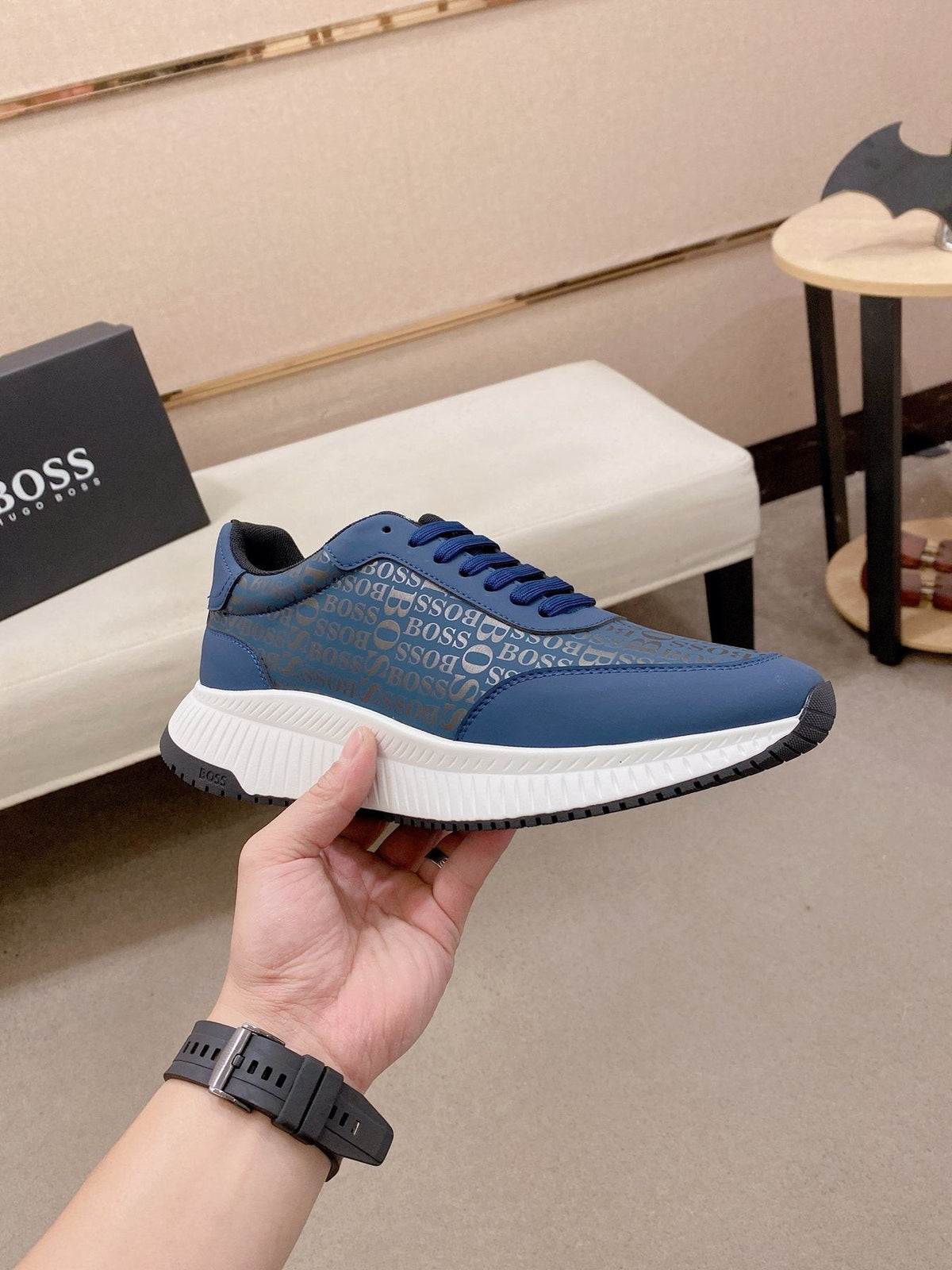 BOSS Textured Low-Top Sneakers — side