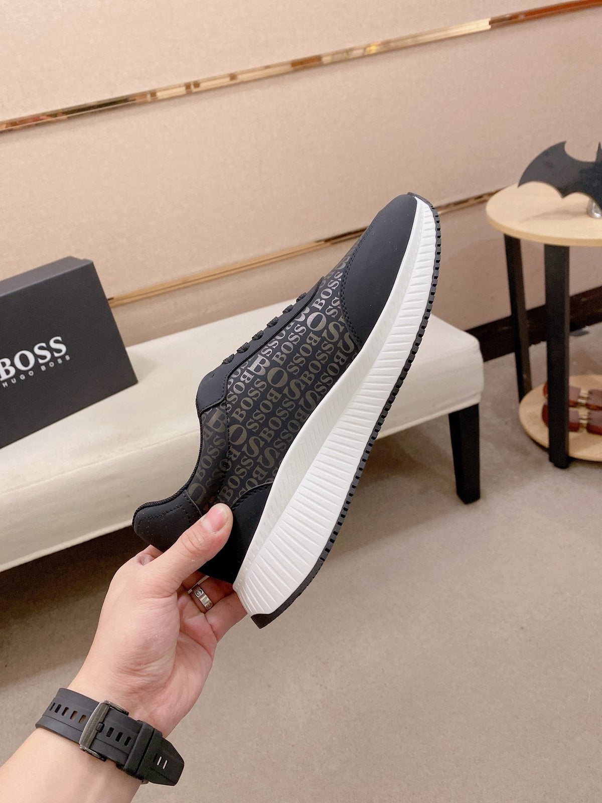 BOSS Textured Low-Top Sneakers — side