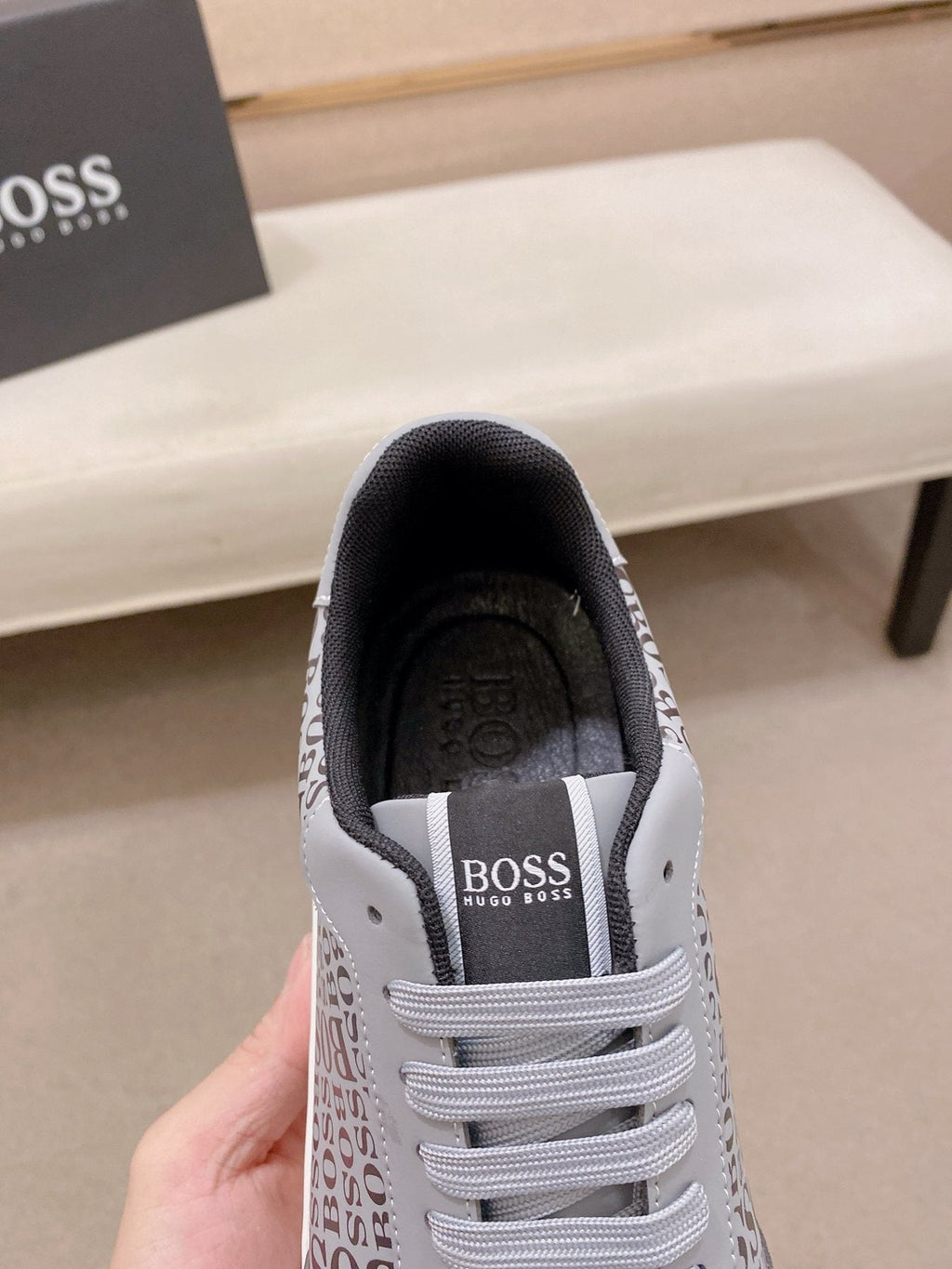BOSS Textured Low-Top Sneakers — label