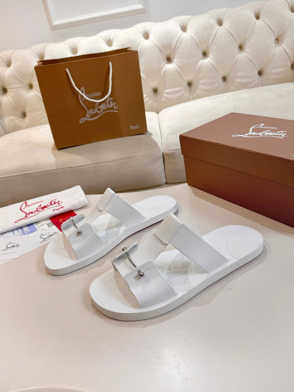 Christian Louboutin Buckle-Strap Slide Sandals — side