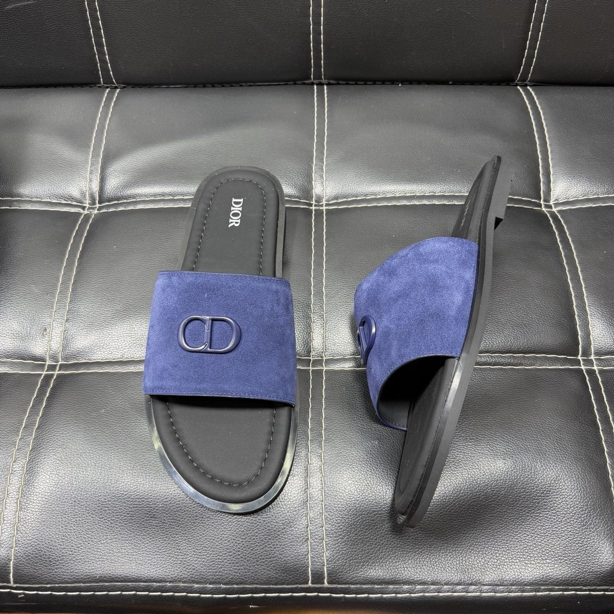 Dior Emblem Strap Slide Sandals — front