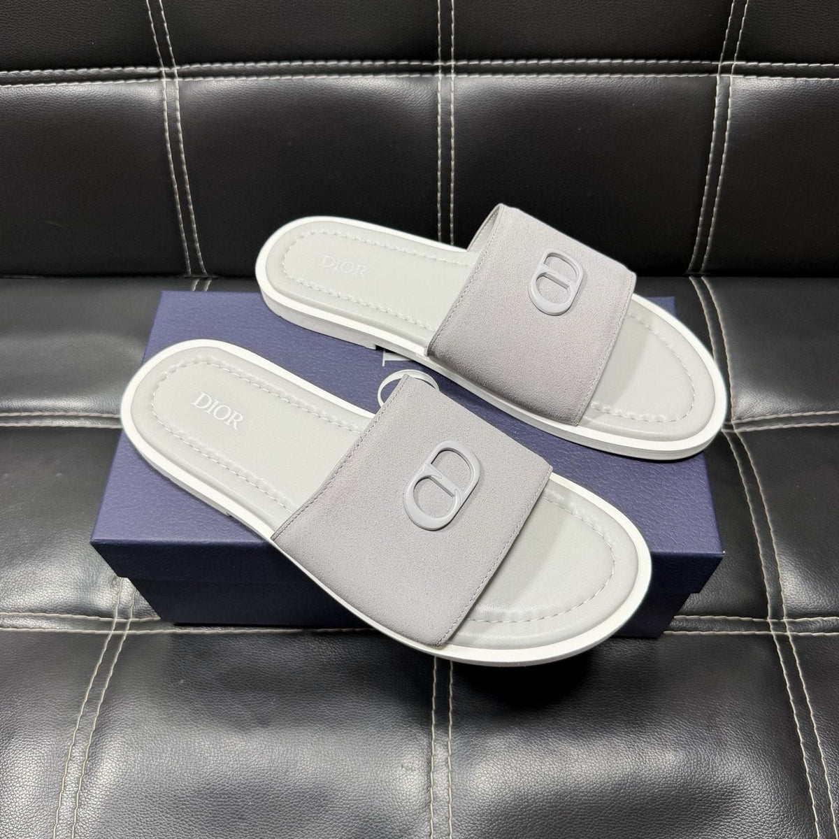Dior Emblem Strap Slide Sandals — front