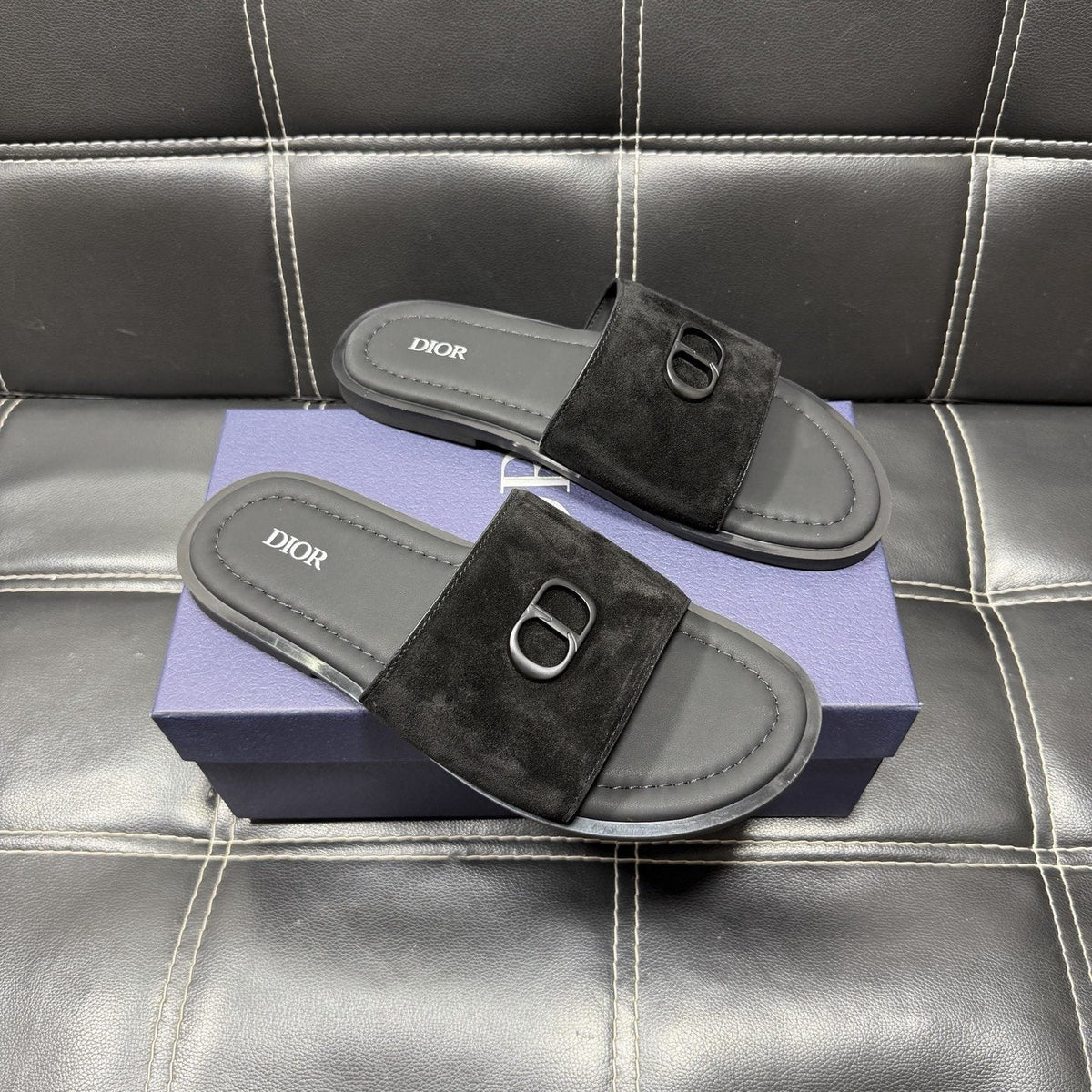 Dior Emblem Strap Slide Sandals — front