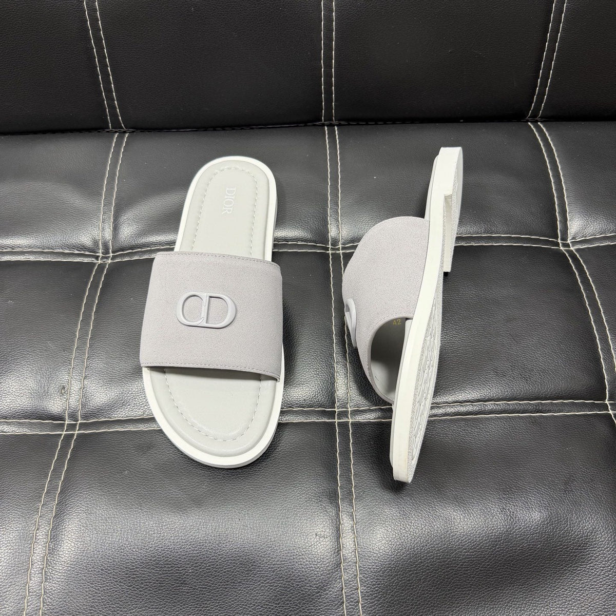 Dior Emblem Strap Slide Sandals — side
