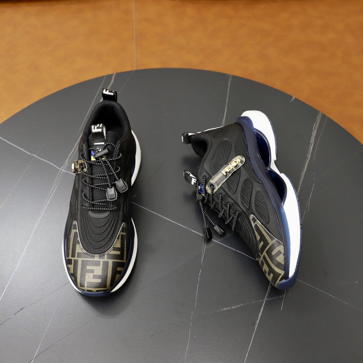 Fendi Black Monogram Low-Top Sneakers — side